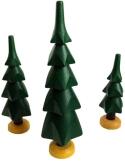 Holzdekoration – liebevoll gestaltete Holzbäume, bunt lackiert, 3-teilig – Höhe 7–11 cm