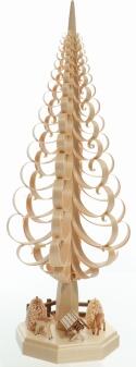 Tischdekoration - Handgestochener Spanbaum Natur mit Rehe - BxHxT 18,5x50x18,5cm