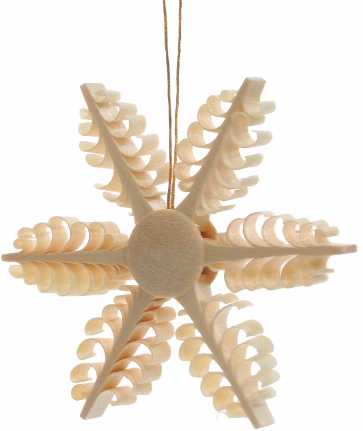 Christbaumschmuck – Filigraner, handgefertigter Spanstern mit sechs gestochenen Bäumchen – BxHxT ca. 7x7x1 cm - Detailansicht eines filigranen ...