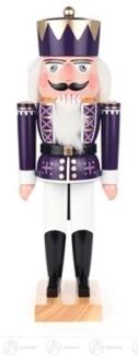 Nussknacker – majestätischer König in violett-weiß mit prachtvoller Krone und Zepter – BxHxT = 13 x 