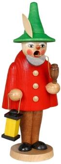 Räuchermann – Wichtel mit rotem Mantel, grüner Mütze, Pfeife & Laterne – handgefertigt – B×H×T ca.