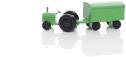 Holzspielzeug - Miniaturfahrzeug Traktor mit Koffer Anhänger Bunt - Ansicht Links - Nachhaltiges Spielzeug aus dem Erzgebirge