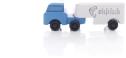 Holzspielzeug - Miniaturfahrzeug Lastenauto mit Auflieger Fisch Bunt - Ansicht Links - Nachhaltiges Spielzeug aus dem Erzgebirge