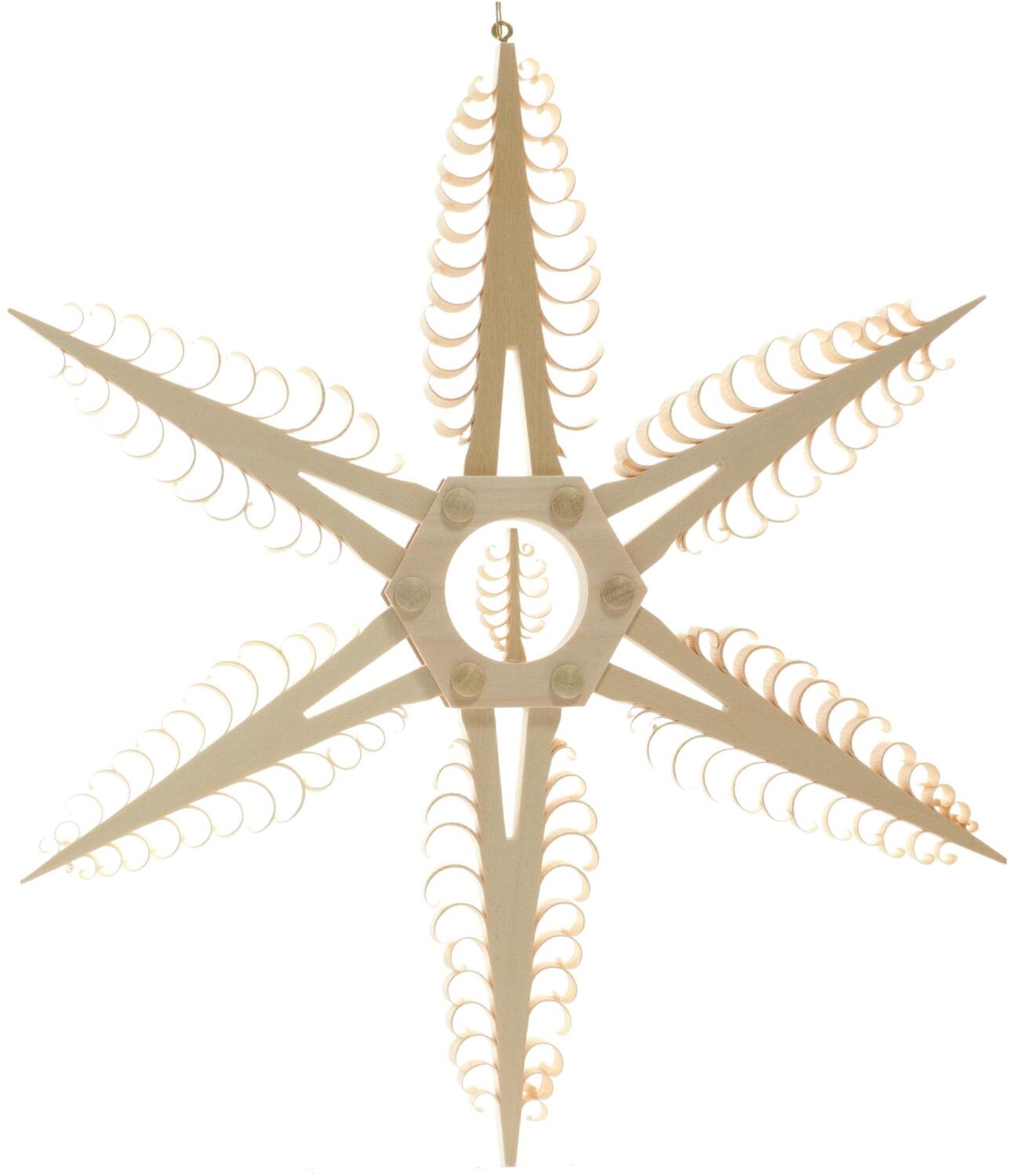 Spanstern mit 1 gestochenem kleinen Baum Mittig - Ansicht Hinten - es ist eine sehr filigrane Arbeit