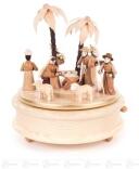 Spieluhr – detailreiche Heilige Familie mit Palmen, naturfarben – spielt „Stille Nacht“ – BxHxT = 15