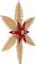 Spanstern Mitte mit rotem Holzstern - Ansicht Rechts - mit Handgestochenen B&auml;umchen