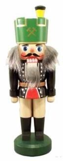 Nussknacker – Bergmann bunt mit Paradeuniform und grünem Helm aus Holz von Holz- und Drechslerwaren 