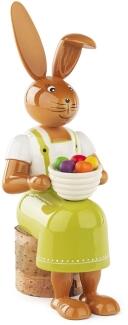 Osterfigur – liebevolle Hasenmutter mit bunter Schüssel voller Ostereier, detailreich bemalt – BxHxT