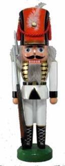 Nussknacker – dekorativer Soldat in Weiß mit Gewehr und Hebelmechanik – BxHxT ca. 12x38x11,5 cm