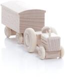 Holzspielzeug - Miniaturfahrzeug Traktor mit Koffer Anhänger Natur - HxBxT 3,5x7,5x3cm