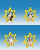 Christbaumschmuck Engel auf Stern mit Instrument und Krone 4 teilig Höhe 6cm