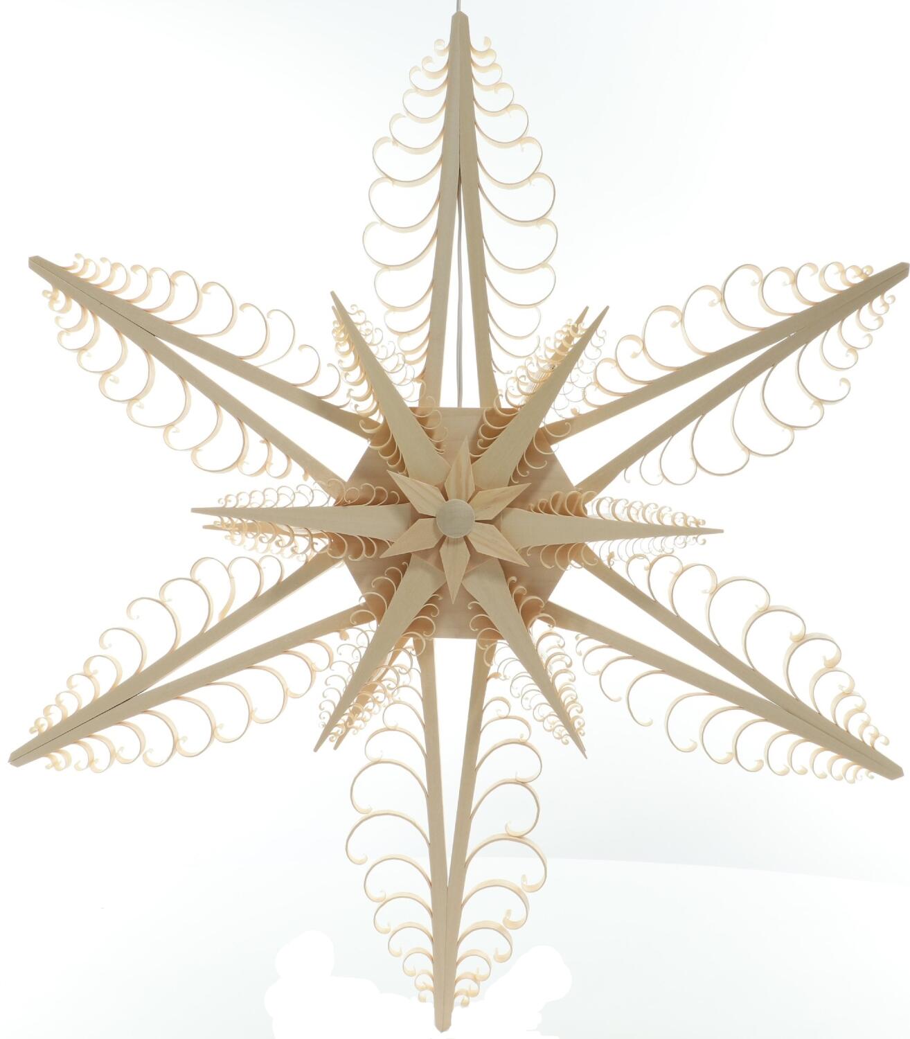 Spanstern Natur el. Beleuchtet LED Mitte mit Sterne (beidseitig) - Ansicht Hinten - Mit LED