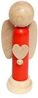 Weihnachtsfigur – liebevoll gestalteter Engel mit Herz und rotem Gewand – BxHxT 4 x 10 x 3 cm