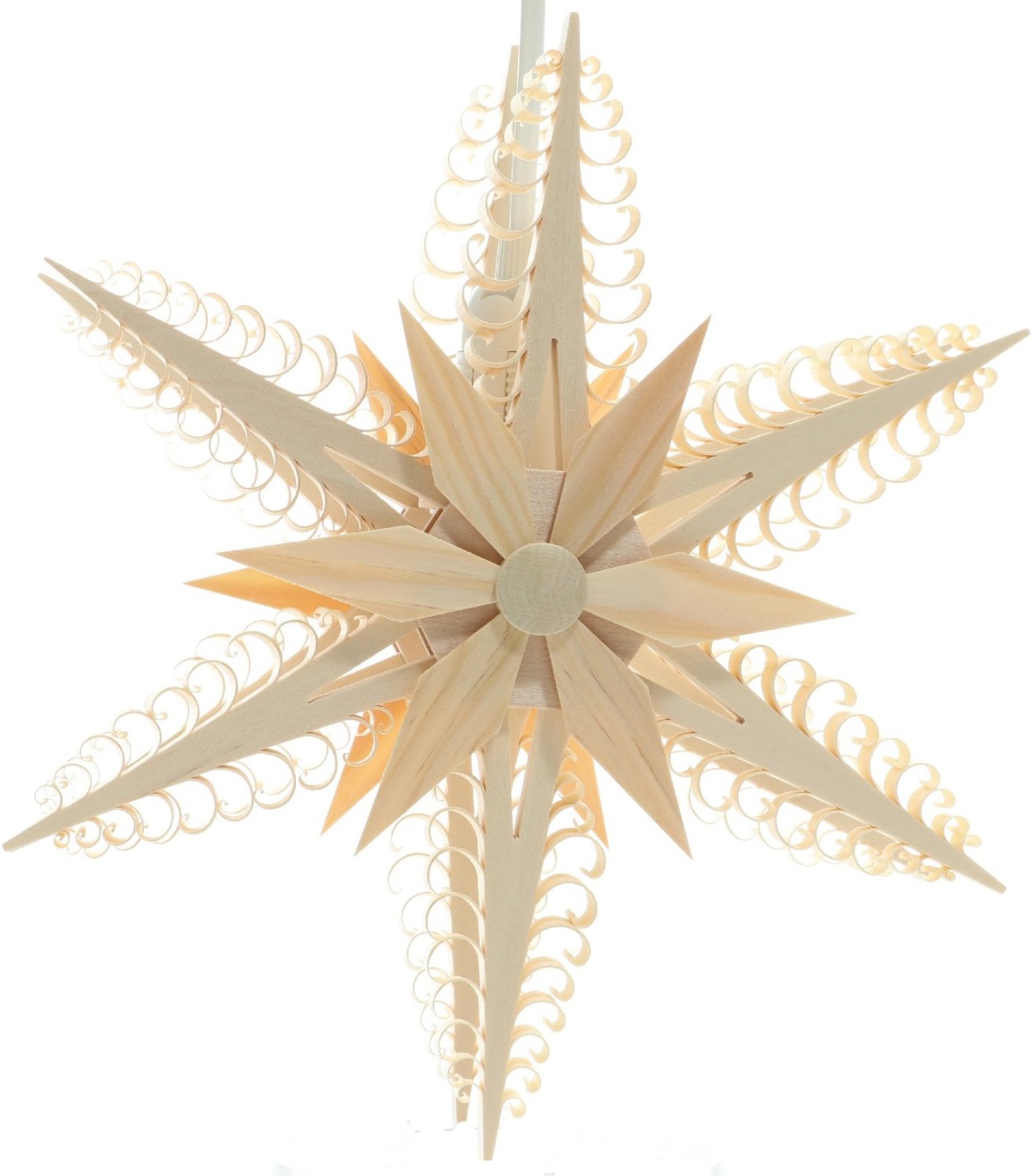 Spanstern doppelt el. Beleuchtet Mitte Kieferstern - Ansicht Rechts - hat ein warmes Licht