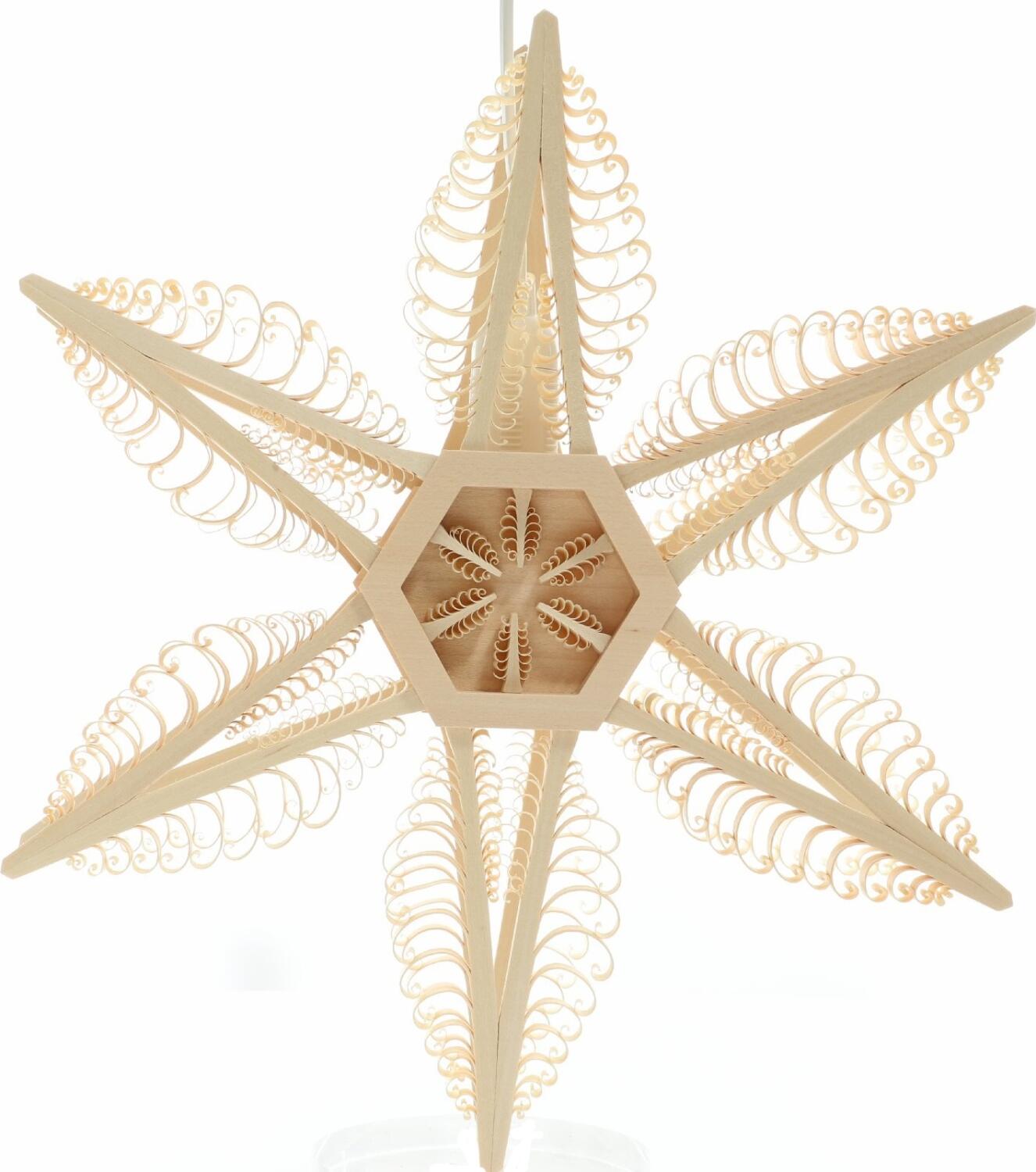 Spanstern doppelt el. Beleuchtet Mitte mit 6 kleinen Bäumchen - Ansicht Hinten - In der Mitte