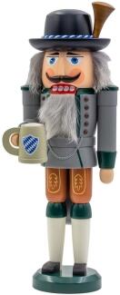 Nussknacker – detailverliebter Bayer mit Maßkrug, farbenprächtig in Blau-Weiß-Braun – BxHxT = 14 x