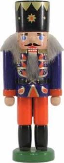 Nussknacker – König dunkelblau mit goldener Krone & Hebelmechanik – Höhe ca. 13 cm