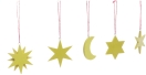 Baumbehang - 4 verschiedene Sterne und der Mond in Gelb zum Hängen - Ansicht Rechts - Damit kommt