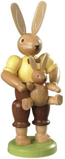 Osterfigur – fürsorglicher Hasenvater mit Kind – HxB 11 x 5 cm