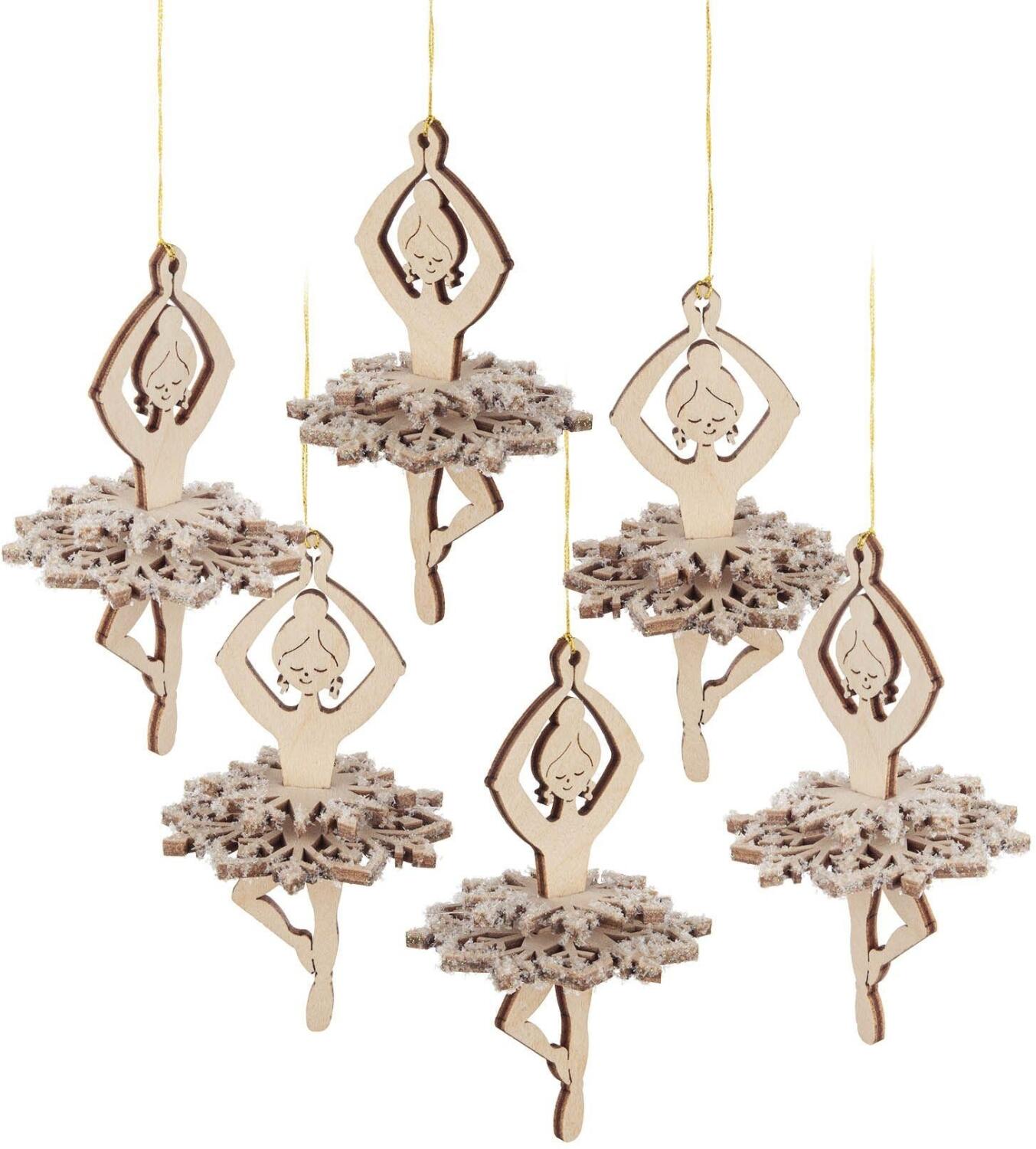 Christbaumschmuck Schneefl&ouml;ckchen 6er-Set natur H&ouml;he 10cm