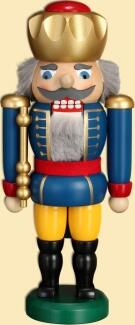 Nussknacker – König mit goldener Krone, blaue Uniform, detailreich bemalt – BxHxT 11 x 25 x 7 cm