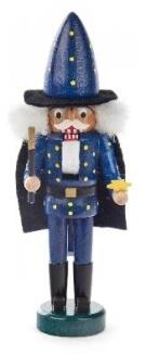 Nussknacker – detailreicher Zauberer mit blauem Mantel und Zauberstab, handbemalt – BxHxT = 5 x 15 x