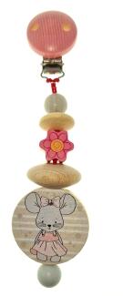 Wagenhänger – niedliche Maus  \ Ella \ in Rosa mit bunter Blume – BxHxT 7 x 4 x 20 cm