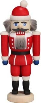Nussknacker – bunter Weihnachtsmann mit rotem Mantel und weichem Bart, detailreich bemalt – BxHxT = 
