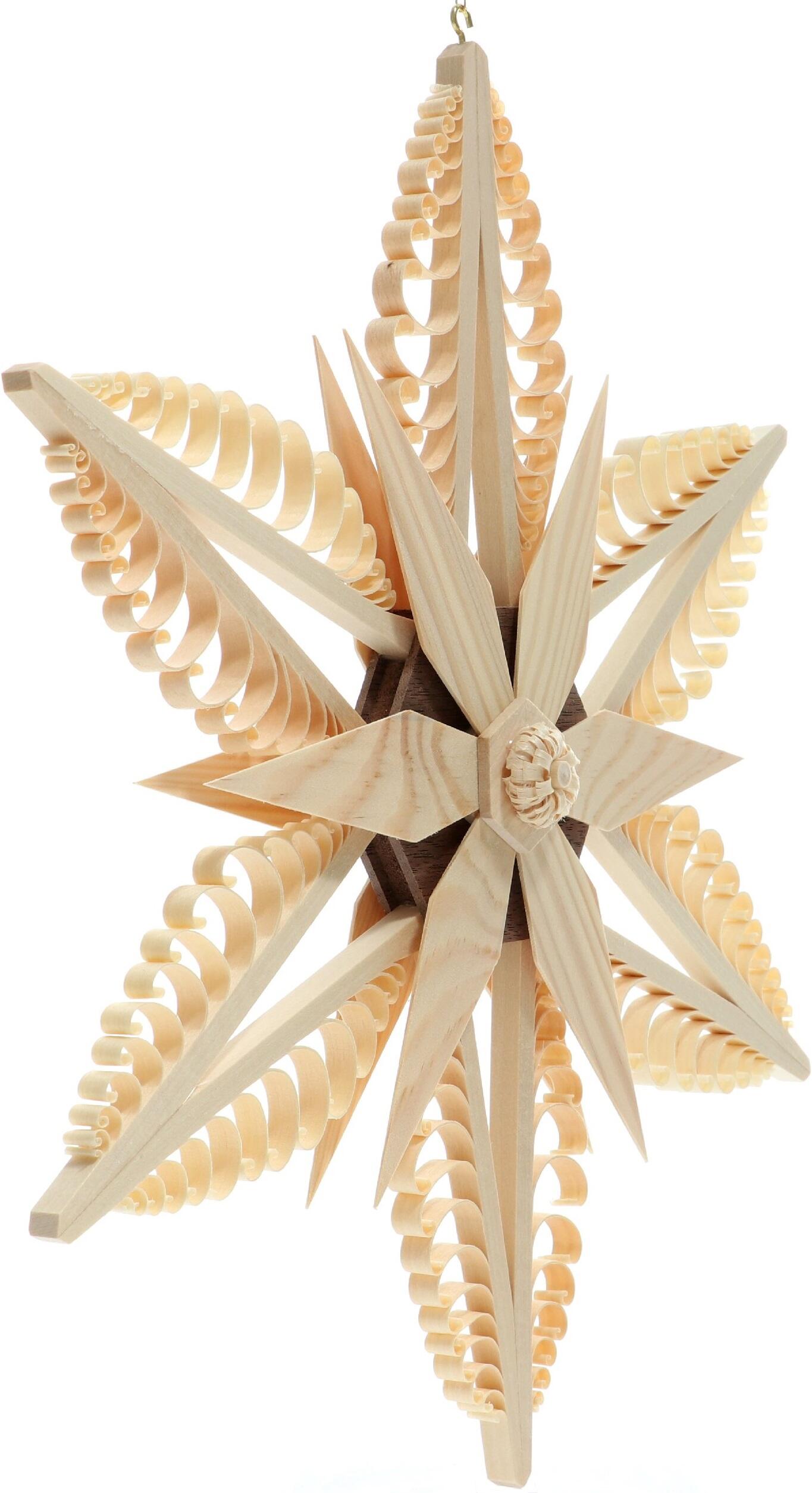Fensterschmuck Spanstern mit Kiefernstern und dunklem Furnier, handgefertigt aus Holz von Martina