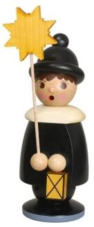 Miniaturfigur – frierendes Kurrendekind mit goldenem Stern, detailreich und klassisch schwarz – H = 