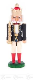 Nussknacker – majestätischer Mini-König mit goldener Krone und schwarz-weißer Uniform – BxHxT = 2,5 