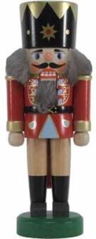 Nussknacker – König dunkelrot mit goldener Krone & Hebelmechanik – Höhe ca. 17,5 cm