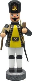 Räuchermann Bergmann mit Erzstab gelb BxHxT 9x24x8cm