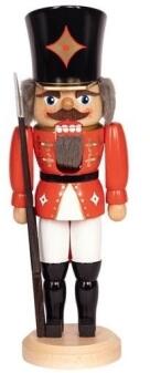 Nussknacker – traditionsreicher Soldat in leuchtendem Rot mit detailreichem Helm, handgefertigt –