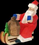 Weihnachtsmann Rodler Baumbehang mini geschnitzt bunt 6cm