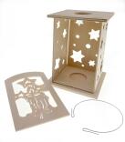 Bastelset – filigrane Laterne aus naturbelassenem Holz und klassischem Design – BxHxT 12 x 18 x 2,5 