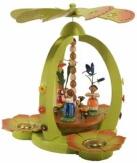 Osterdekoration Pyramide mit 3 Blumenkinder bunt Höhe 28cm