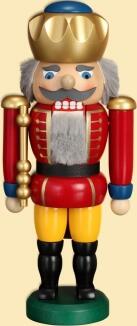 Nußknacker – majestätischer König mit goldener Krone, rotem Gewand und weichem Bart – BxHxT = 11 x