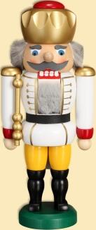 Nussknacker – König in Weiß, goldene Krone, detailreich bemalt – BxHxT 11 x 25 x 7 cm