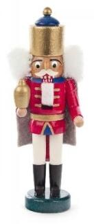 Nussknacker – klassischer Caspar mit roter Uniform und goldenen Details, rot-weiß – BxHxT = 4.5 x