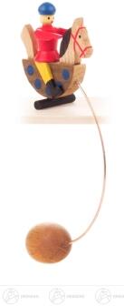 Spielzeug Schaukelfigur Seiffener Reiterlein aus Holz von Dregeno, ca 8,5 cm, Reiter in roter