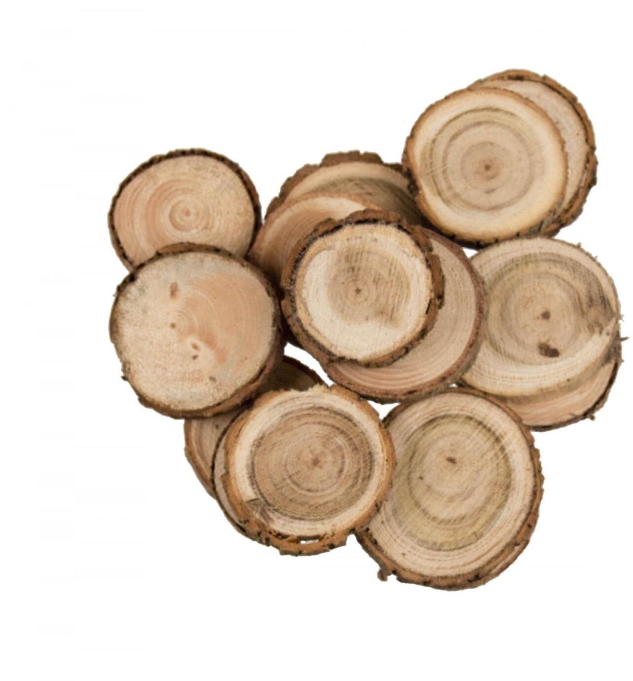 Bastelzubehör rustikale Pinienscheiben aus naturbelassenem Holz mit sichtbaren Jahresringen,
