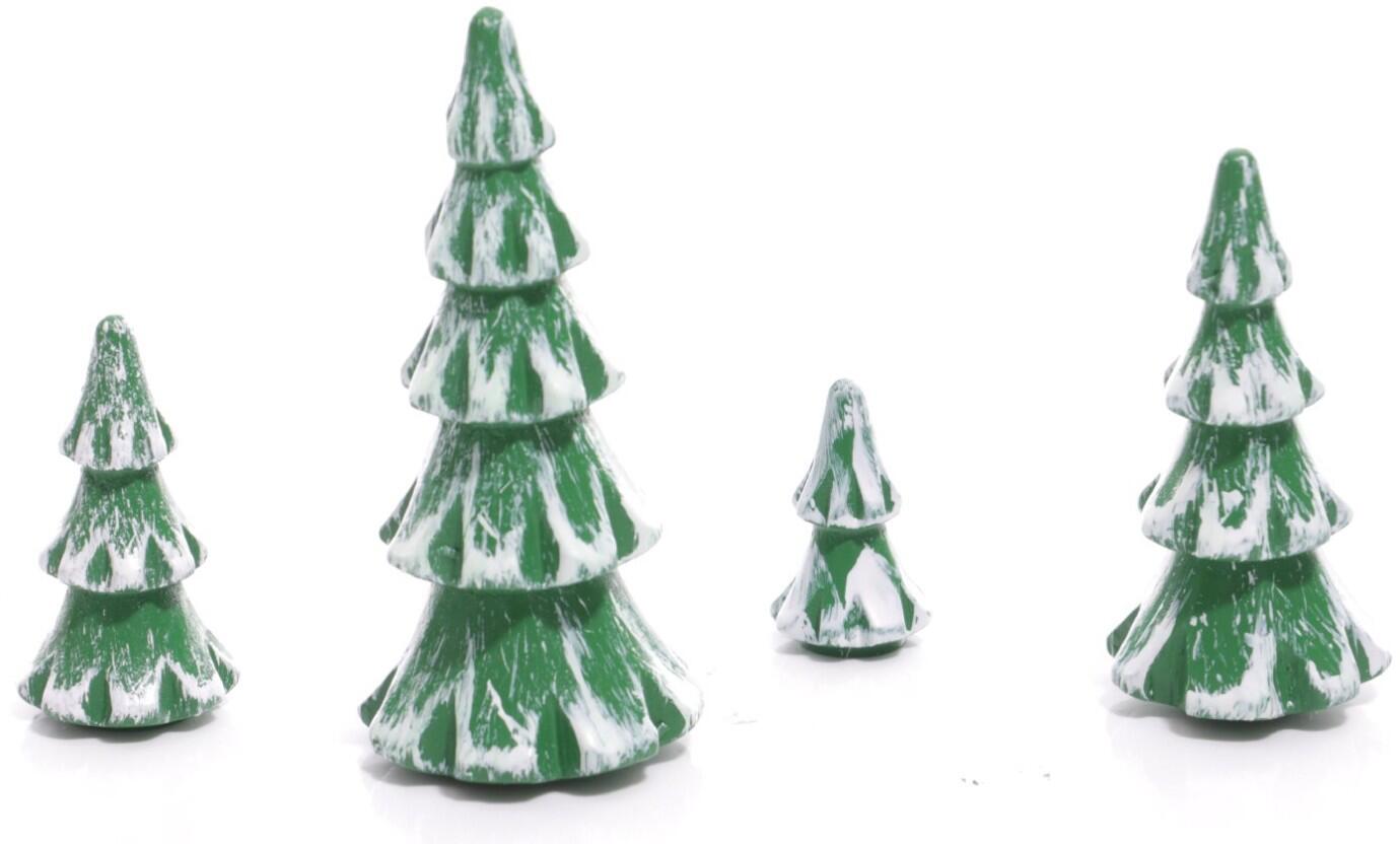 Tischdeko – 4er Set Holzbäume in Grün/Weiß von Sven Kempe Spielzeughandwerker, handgefertigte