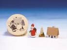 Holzdekoration Spanschachtel Weihnachtsmann bunt Durchmesser 8 cm