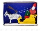 Miniatur Zündholzschachtel Weihnachtsmann mit Schlitten Breite x Höhe ca 5,5 cmx4 cm