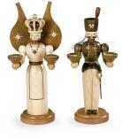 Weihnachtsfiguren – traditioneller Engel und Bergmann mit geschnitzten Details, naturfarben – je BxH