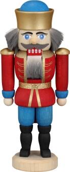 Nußknacker – majestätischer König in roter Uniform mit goldener Krone, detailreich und