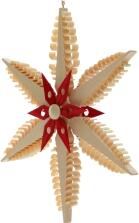 Spanstern Mitte mit rotem Holzstern - Ansicht Links - Tolles Farbspiel ,durch den roten Stern