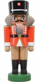 Nussknacker – Husar rot mit goldenen Knöpfen & schwarzer Mütze – BxHxT ca. 7×17×6 cm