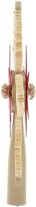 Christbaumspitze Spanstern Rot/Natur el. Beleuchtet Mittig Stern - Ansicht Seite - Komplett aus Holz